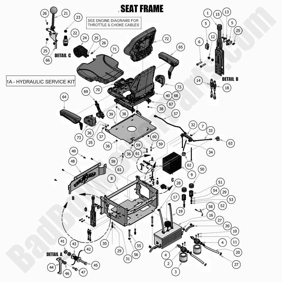 2381 - Bad Boy Mower Parts Lookup > 2020 > Diesel - 1500cc > Seat Frame